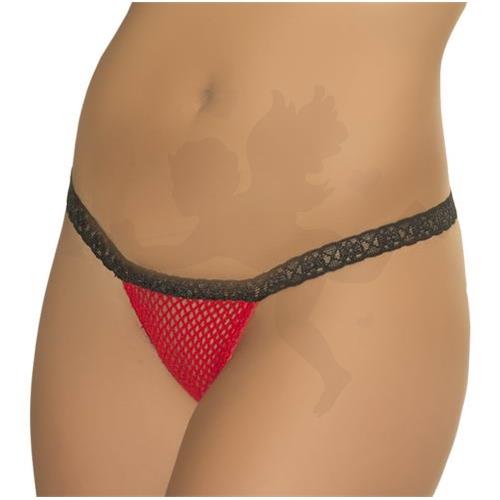 Tanga De Red Roja Con Puntilla Negra Femenina